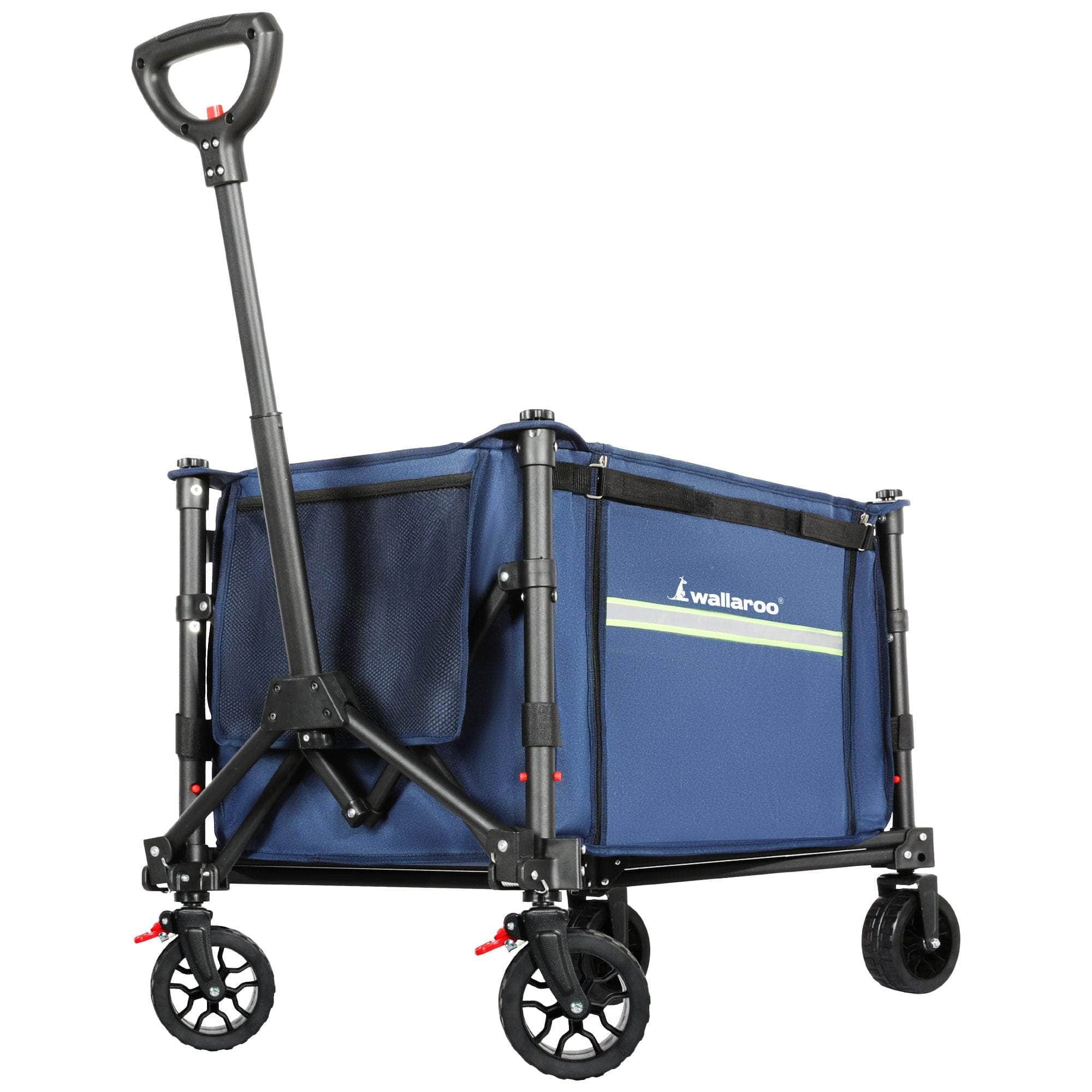 Collapsible 120L Blue Camping Trolley Steel Picnic Shopping Cart