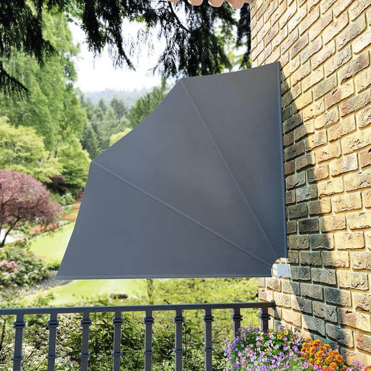 Collapsible Balcony Side Awning - Grey - Simple deals