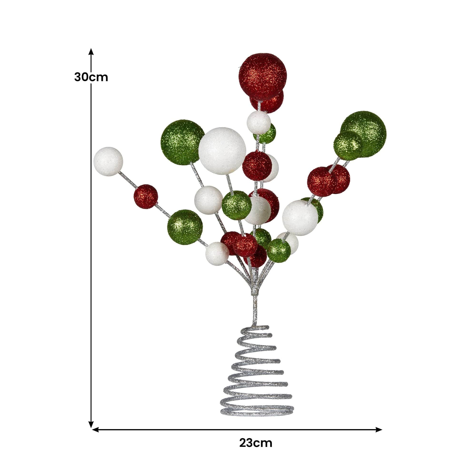 Colourful Baubles Christmas Tree Topper with Festive Glitter Finish Decoration Orn - photo 3