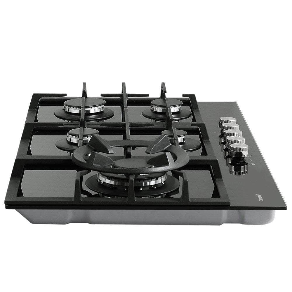 Comfee 90cm Gas Cooktop 5 Burner Kitchen Gas Hob Cook Top Trivets Stove NG LPG, Black