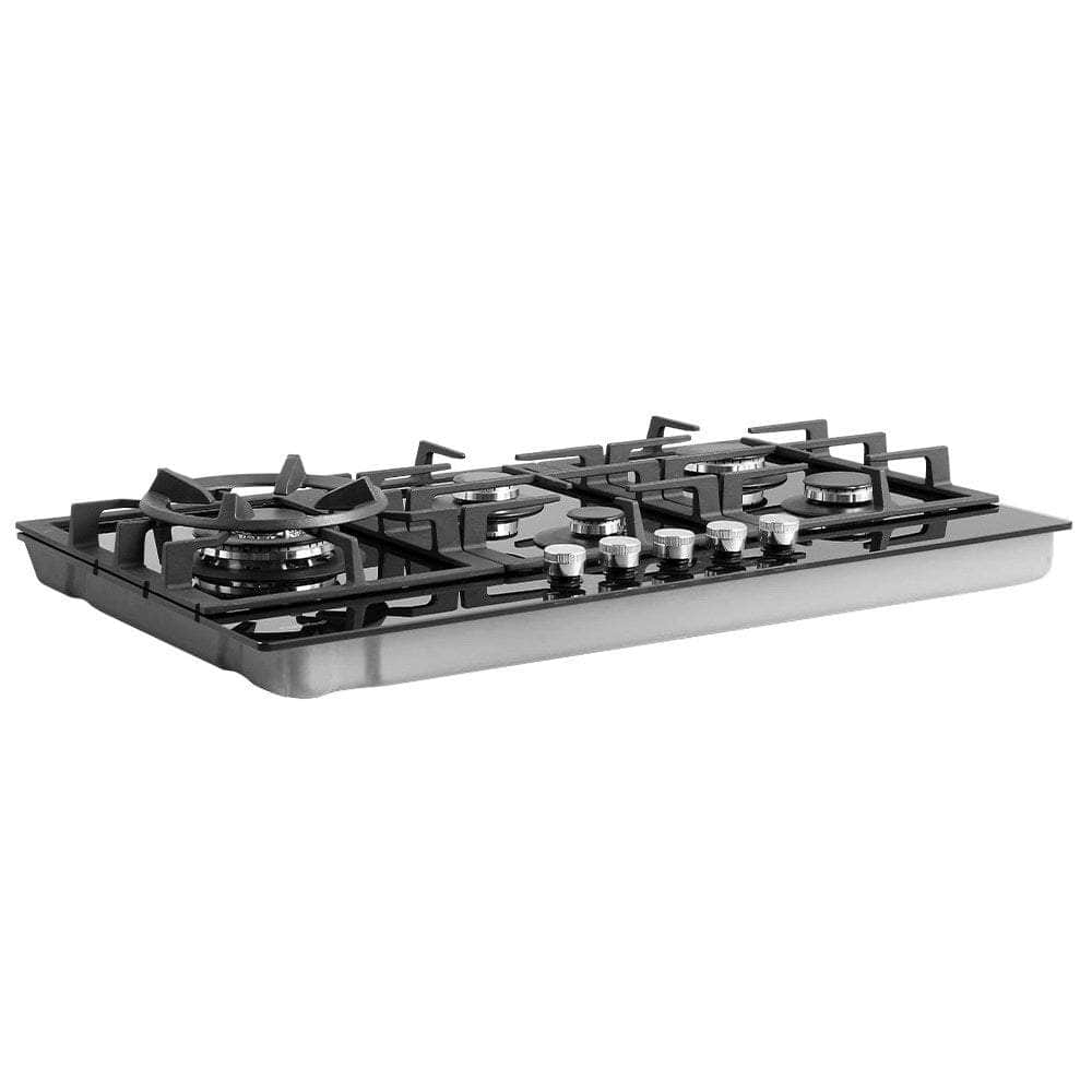 Comfee 90cm Gas Cooktop 5 Burner Kitchen Gas Hob Cook Top Trivets Stove NG LPG, Black