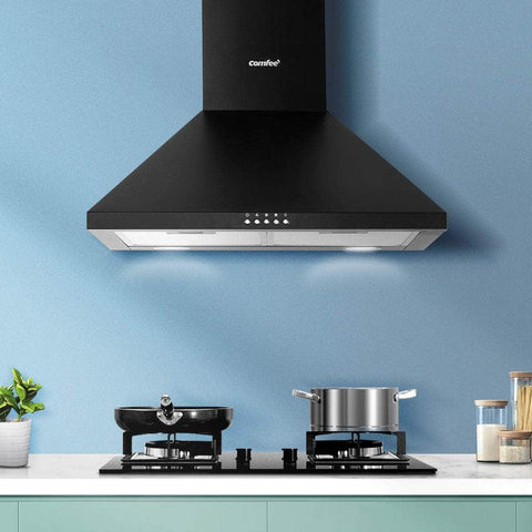 Comfee Rangehood 60cm Range Hood Home Kitchen Wall Mount Canopy LED lights Black,