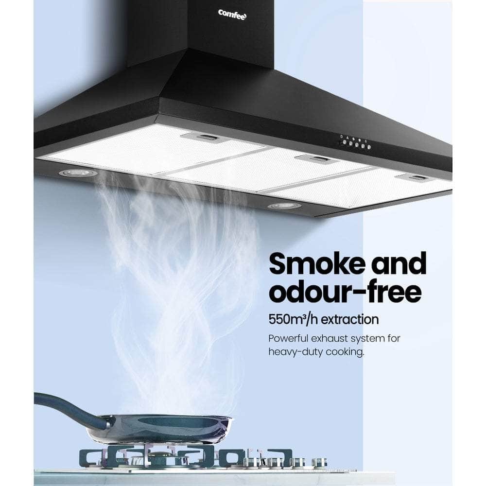 Comfee Rangehood 90cm Range Hood Home Kitchen Wall Mount Canopy  Black