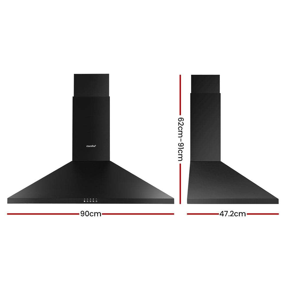 Comfee Rangehood 90cm Range Hood Home Kitchen Wall Mount Canopy  Black