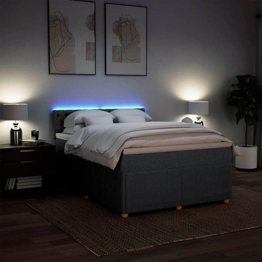 Beds & Bed Frames - Comfort and Style: Light Grey Double Fabric Box Spring Bed with Mattress