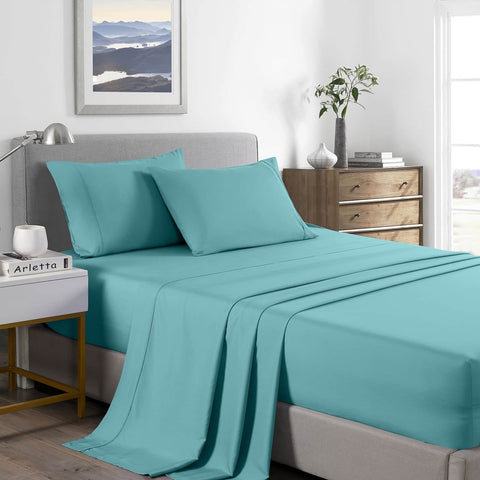 Comfort Bamboo Cooling 2000TC Sheet Set Single Aqua