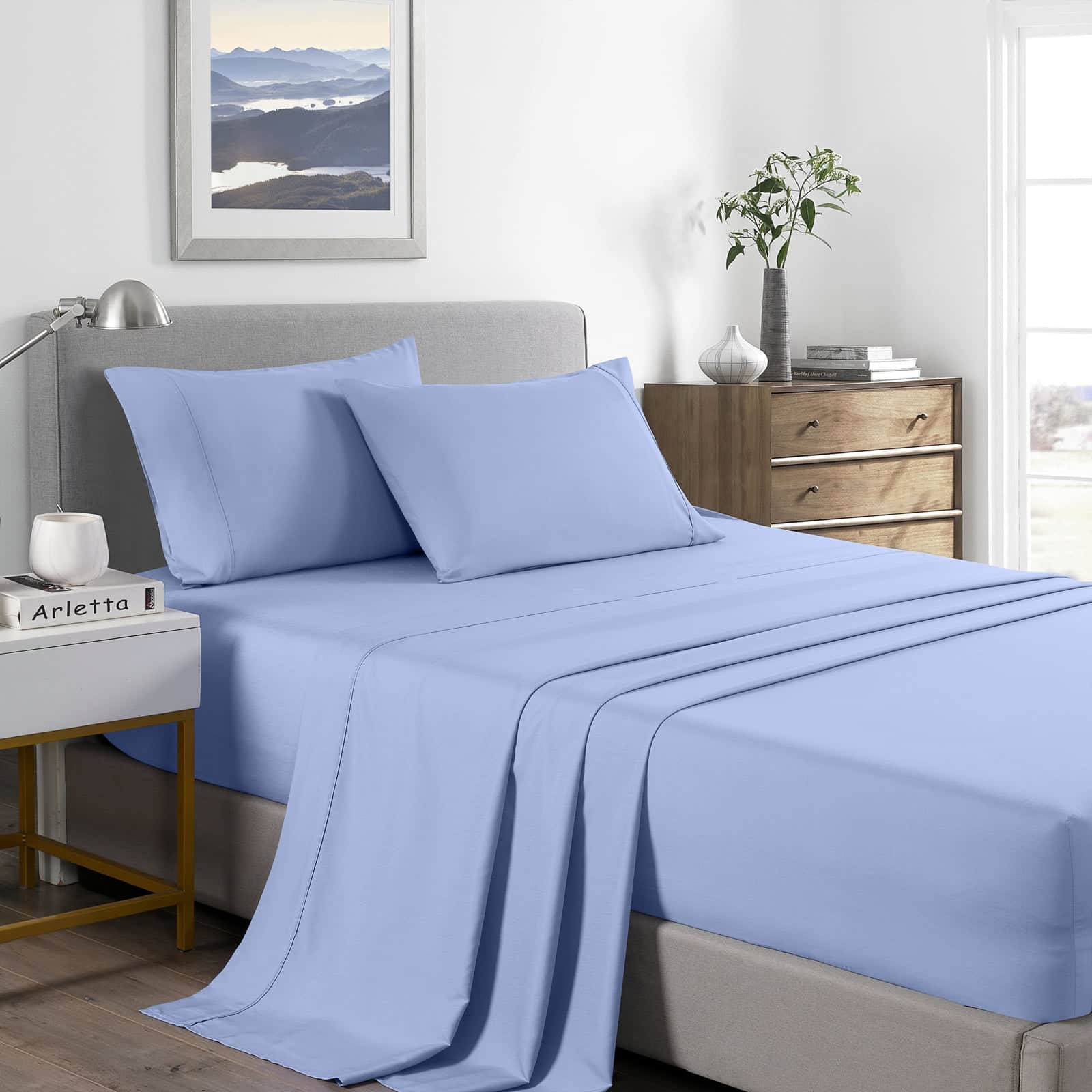Comfort Bamboo Cooling 2000TC Sheet Set Single Light Blue
