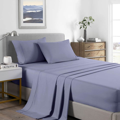Comfort Bamboo Cooling 2000TC Sheet Set Ultra Soft Bedding - King Lilac Grey