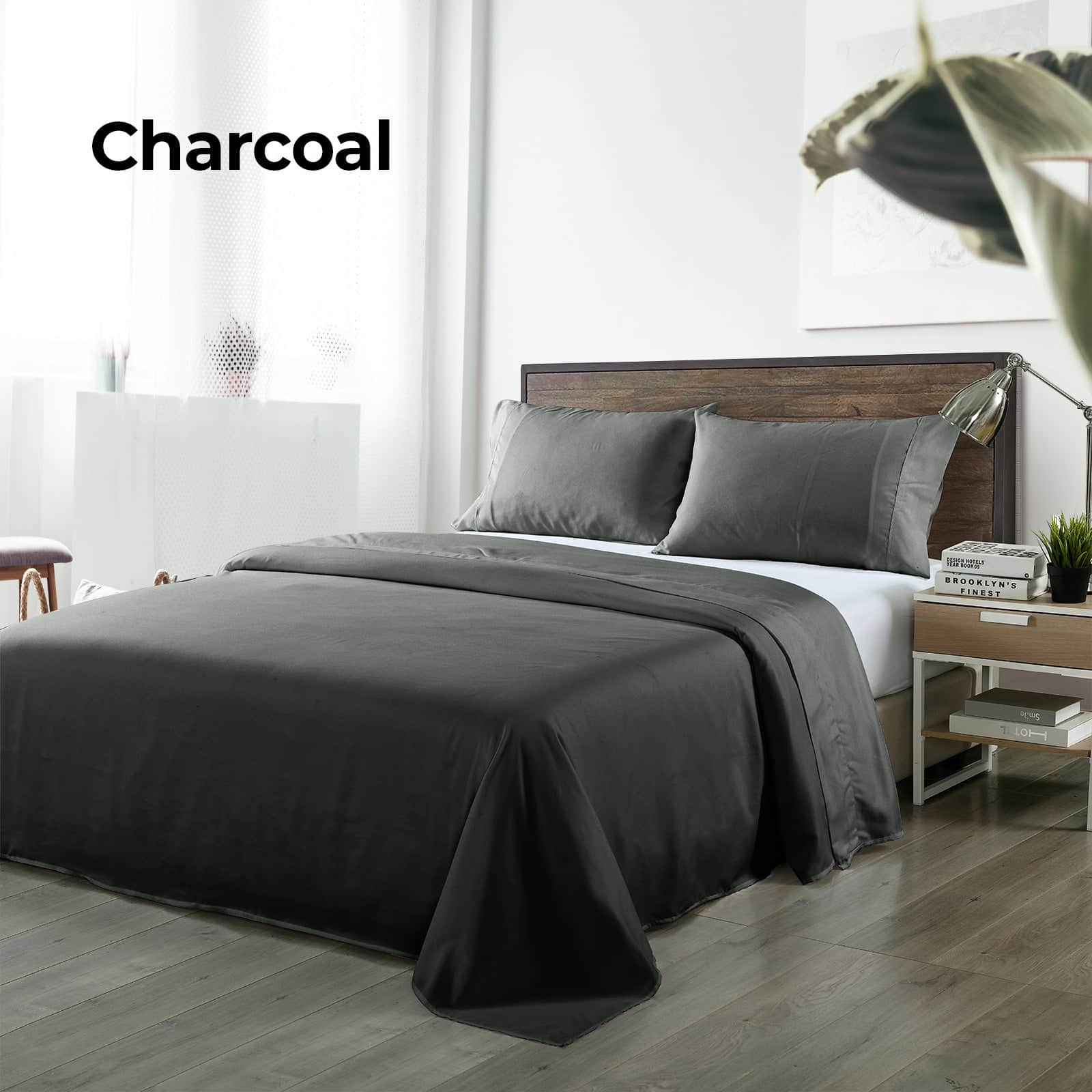 Comfort Blended Bamboo Sheet Set Charcoal King Size Bedding Set