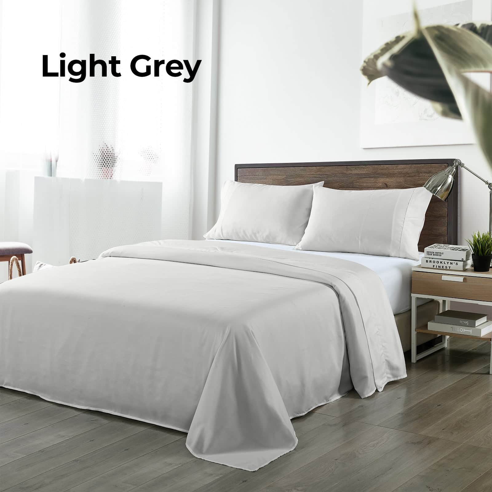 Comfort Blended Bamboo Sheet Set Light Grey King Size Bedding Set