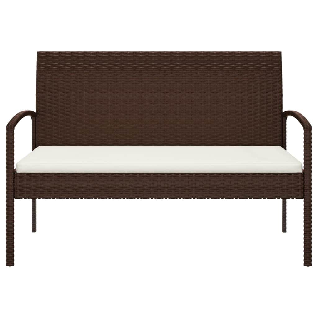 Comfort Haven: 105 cm Poly Rattan Garden Bench with Cushion-Brown\Black\Grey