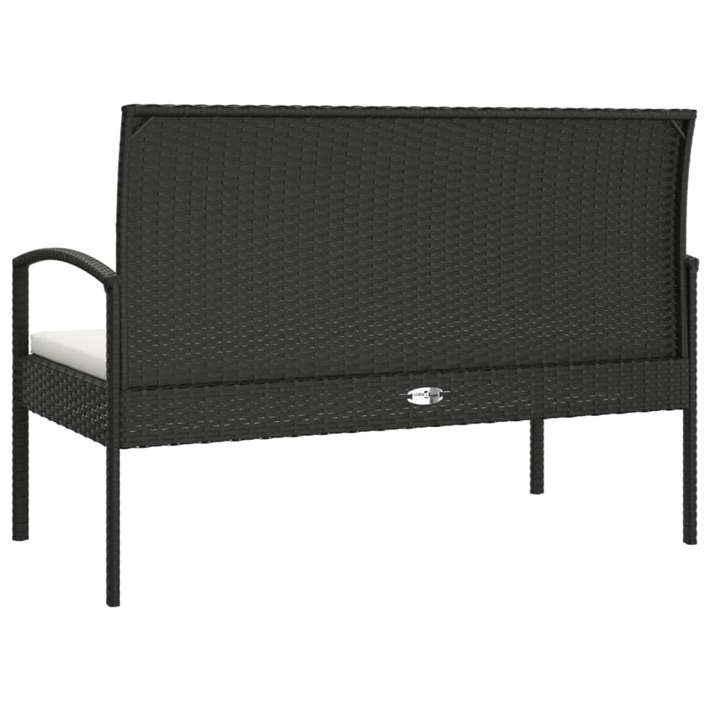 Comfort Haven: 105 cm Poly Rattan Garden Bench with Cushion-Brown\Black\Grey