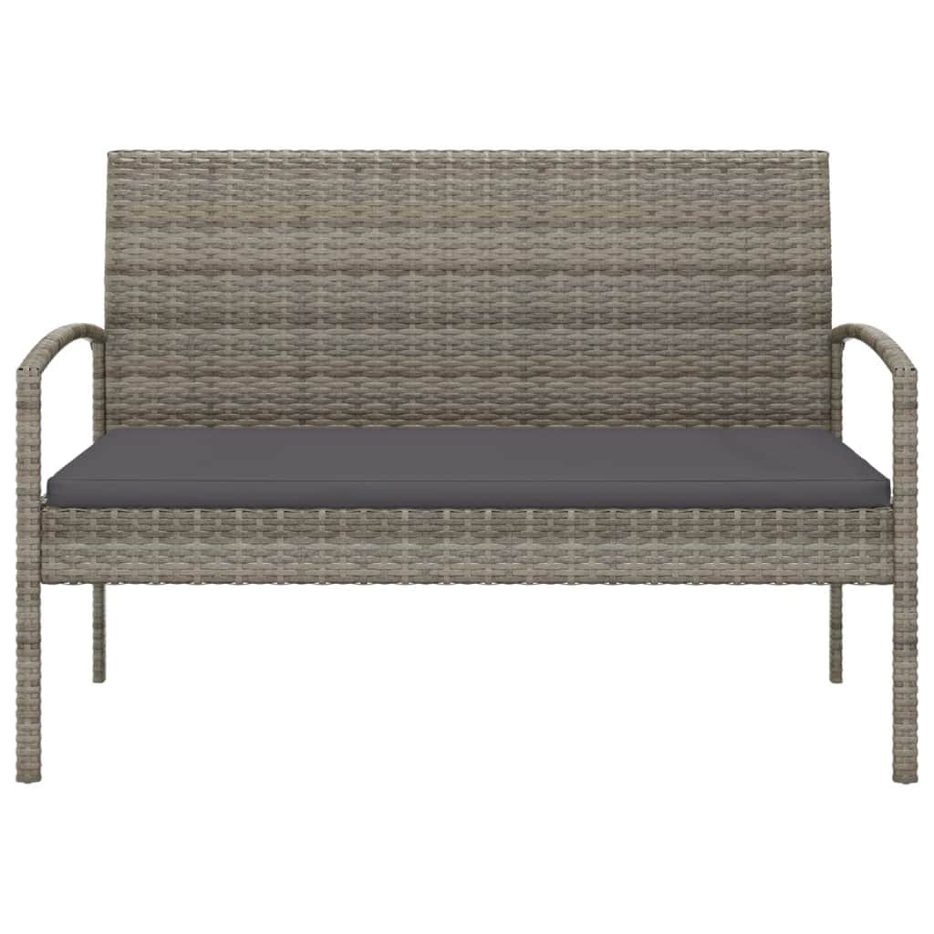 Comfort Haven: 105 cm Poly Rattan Garden Bench with Cushion-Brown\Black\Grey