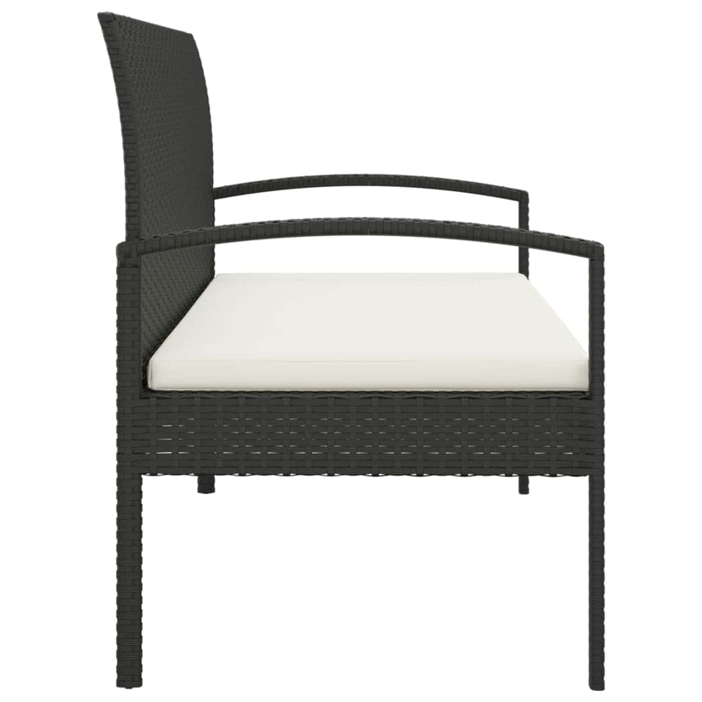 Comfort Haven: 105 cm Poly Rattan Garden Bench with Cushion-Brown\Black\Grey