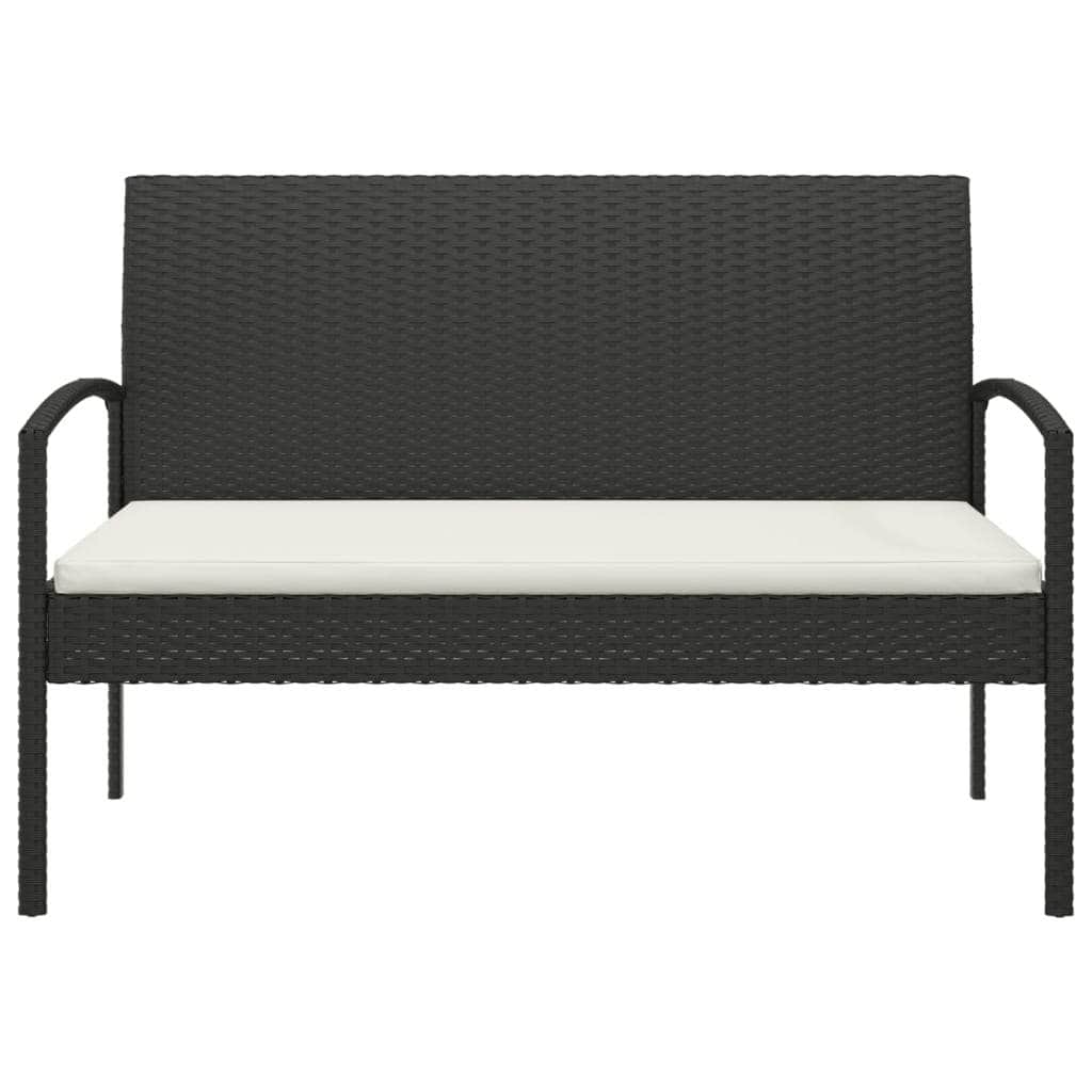 Comfort Haven: 105 cm Poly Rattan Garden Bench with Cushion-Brown\Black\Grey
