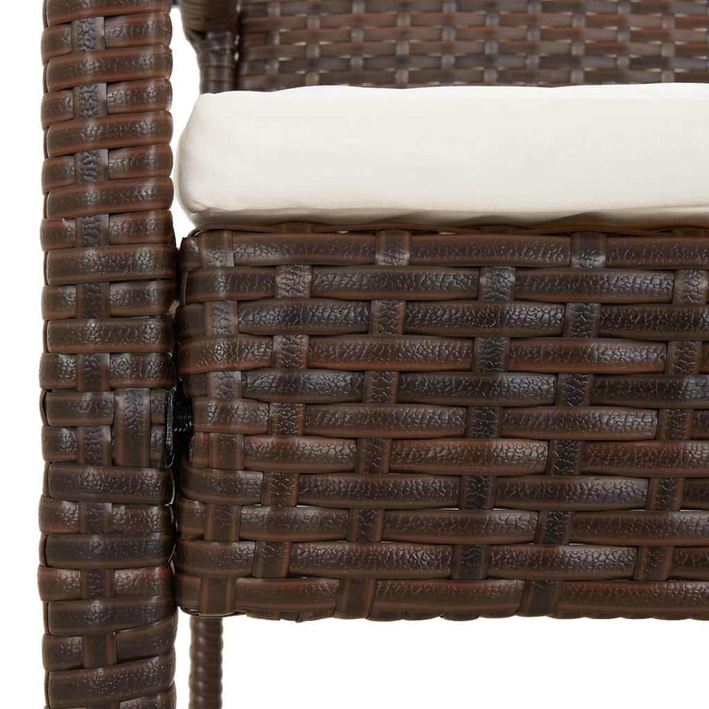 Comfort Haven: 105 cm Poly Rattan Garden Bench with Cushion-Brown\Black\Grey