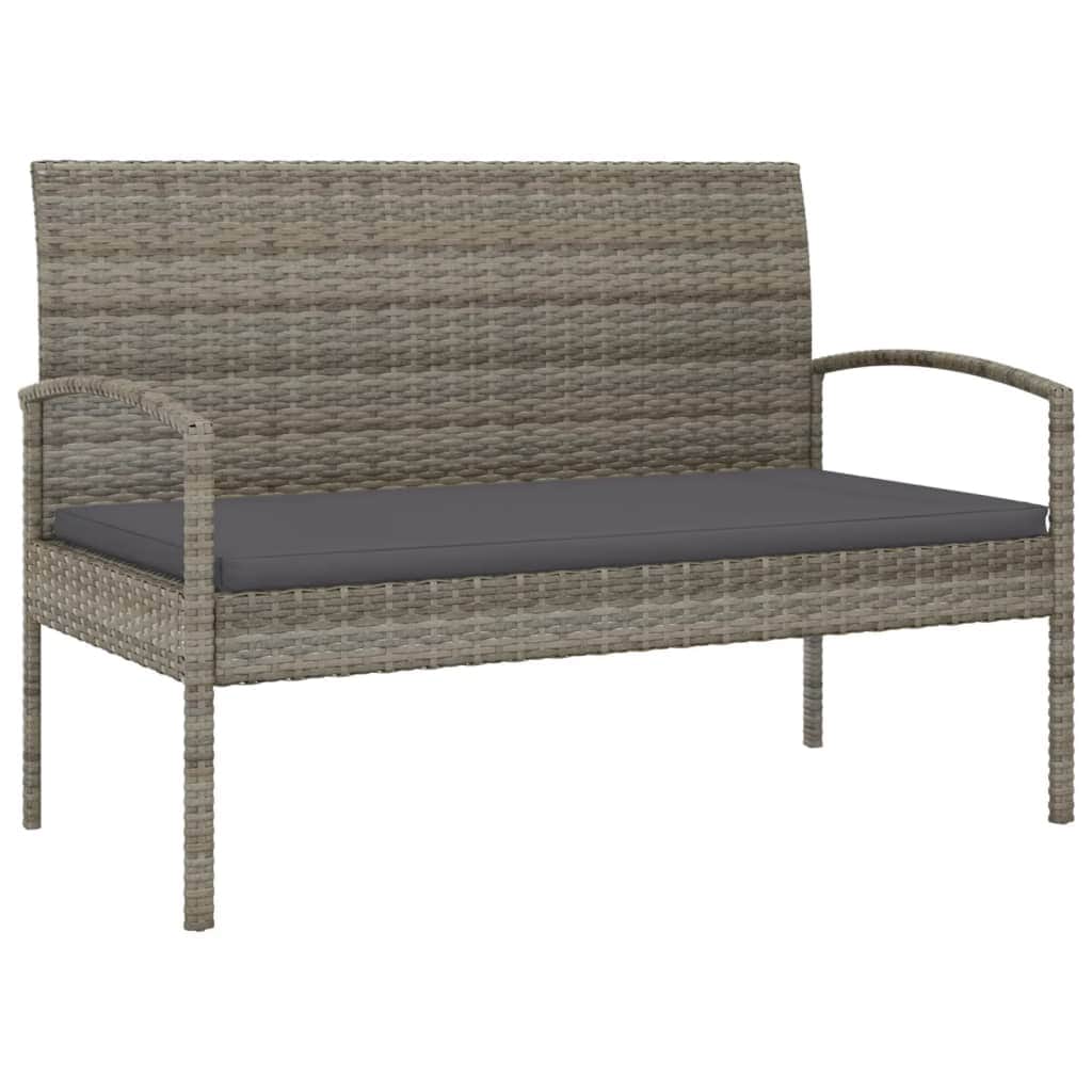 Comfort Haven: 105 cm Poly Rattan Garden Bench with Cushion-Brown\Black\Grey