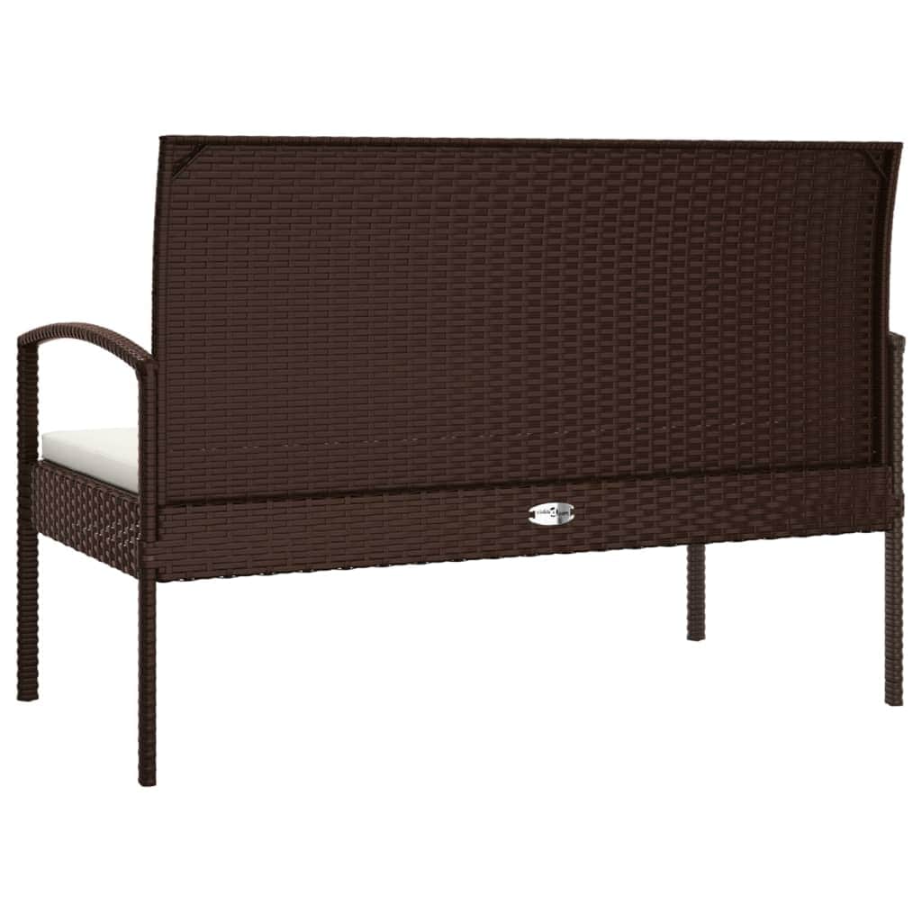 Comfort Haven: 105 cm Poly Rattan Garden Bench with Cushion-Brown\Black\Grey