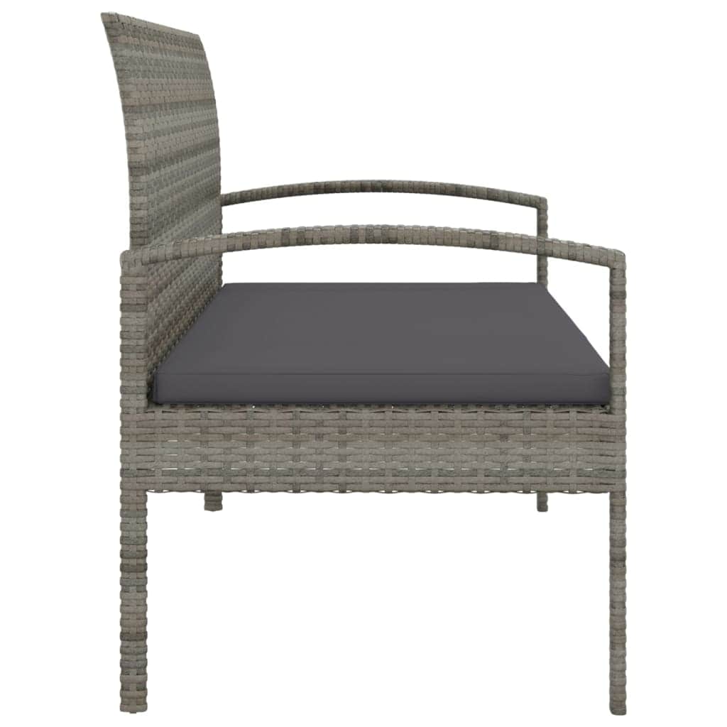 Comfort Haven: 105 cm Poly Rattan Garden Bench with Cushion-Brown\Black\Grey