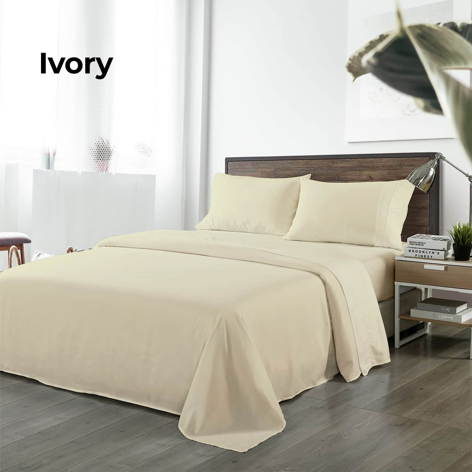 Bamboo finish - Comfort King Bamboo Sheet Set Dark Ivory Soft Cooling Bed Linen