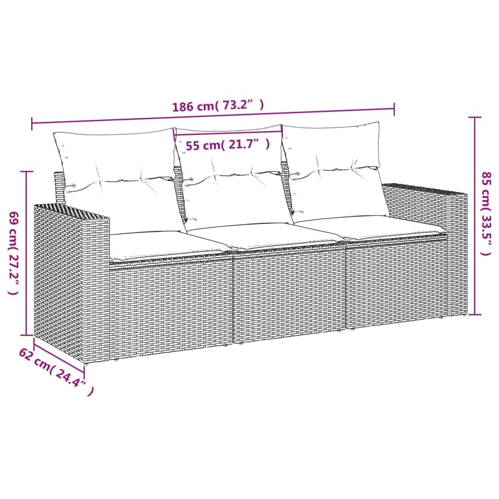 Comfortable 3 Piece Garden Sofa Set Relaxing Seating Home Comfort