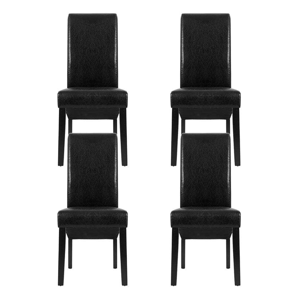 Comfortable Beige Linen Dining Chairs, Set of 4 with Wood Frame