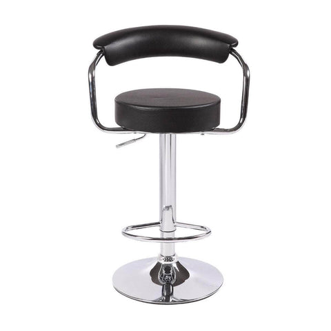 Comfortable Black Bar Stools - Leather, High Back, Adjustable