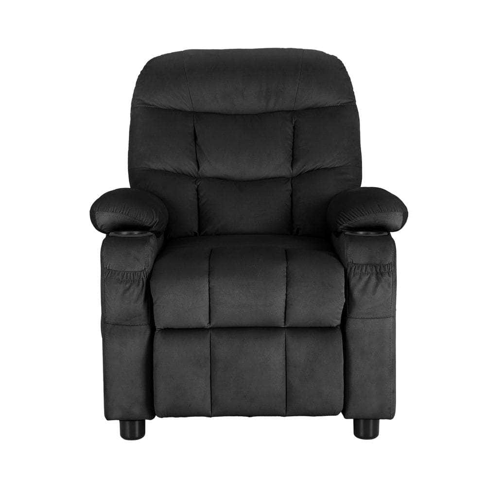 Comfortable Kids Recliner Chair - Black Velvet