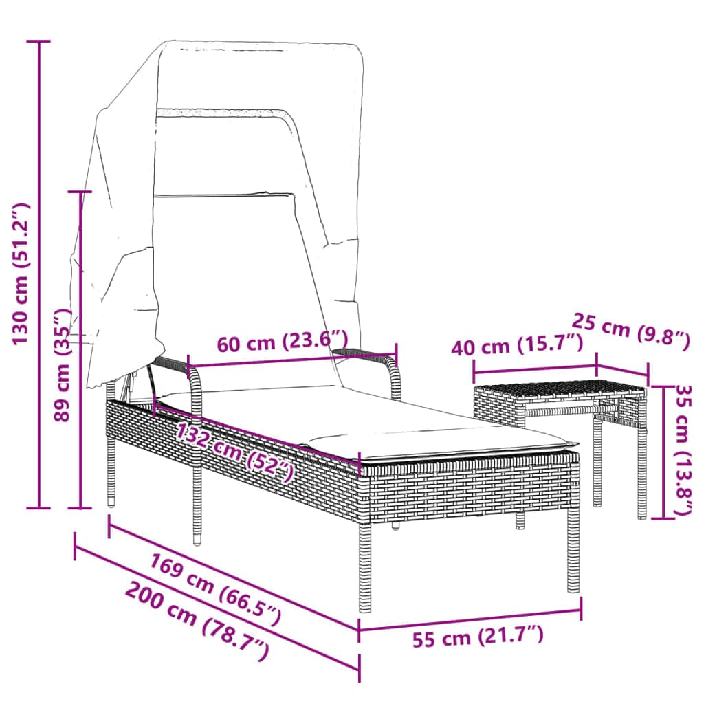 Comfortable Sun Lounger with Canopy and Daily Living Essential Outdoor Living