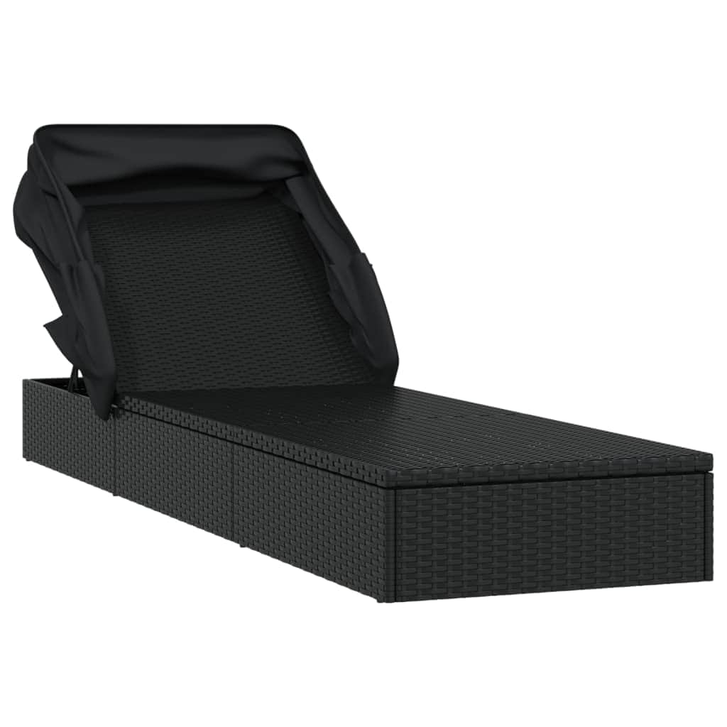 Comfortable Sunbed with Foldable Roof Black Daily Living Essential Garden Leisure