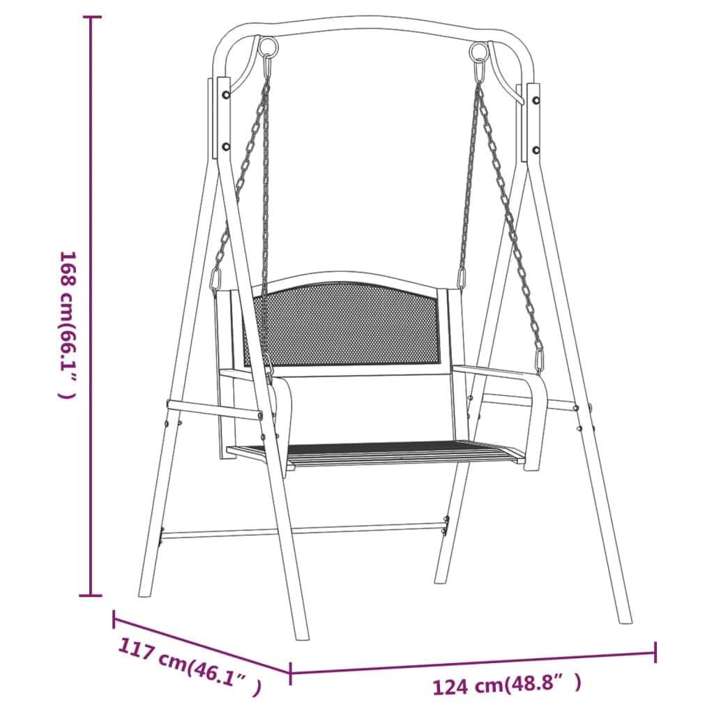 Comfortable Swing Bench 124 cm Black Living Space Upgrade Evening