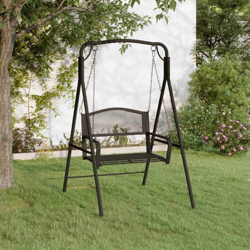 Comfortable Swing Bench 124 cm Black Living Space Upgrade Evening
