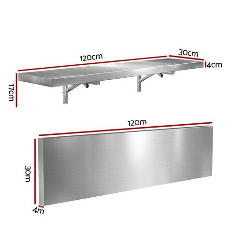 Commercial Stainless Steel Wall Shelf Kitchen Storage Rack 1200x300mm