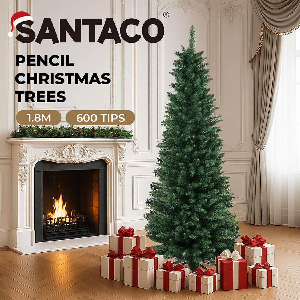 Compact 1.8M 600Tips Pencil Christmas Tree  Wood Finish Classic