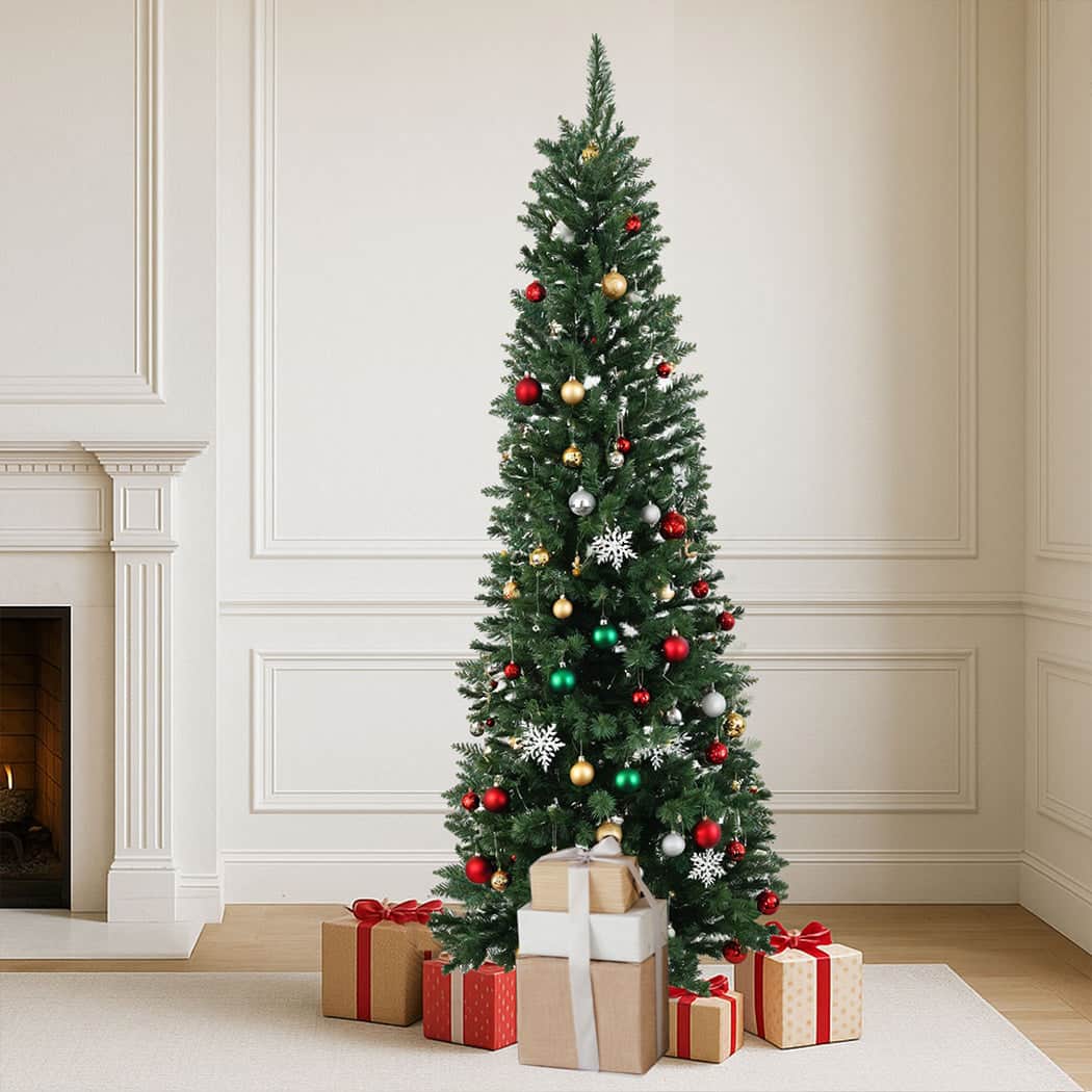 Compact 1.8M 600Tips Pencil Christmas Tree  Wood Finish Classic