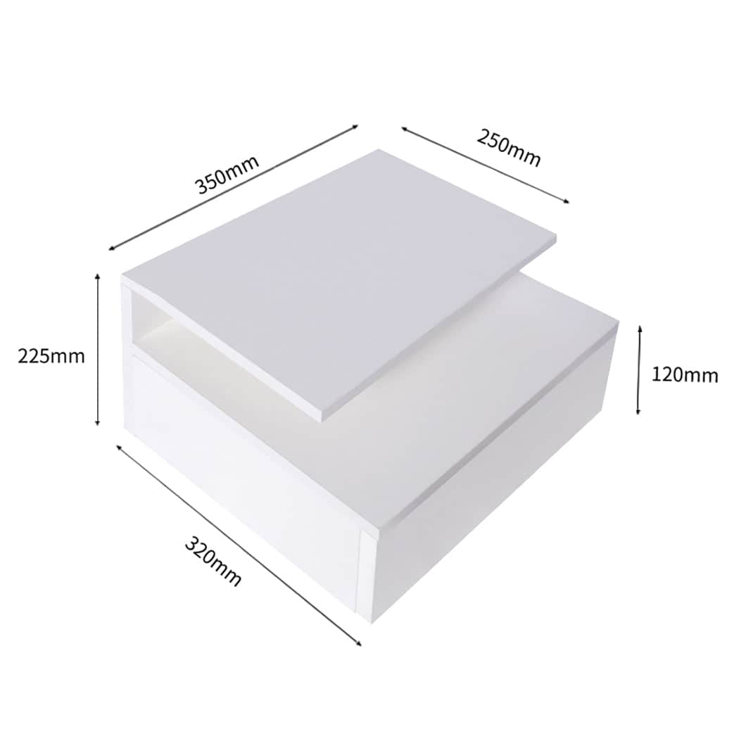 Compact 2x Bedside Tables Side Table White  Wood Finish Classic