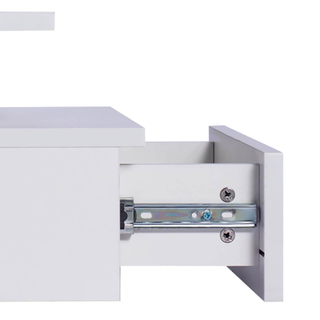 Compact 2x Bedside Tables Side Table White  Wood Finish Classic