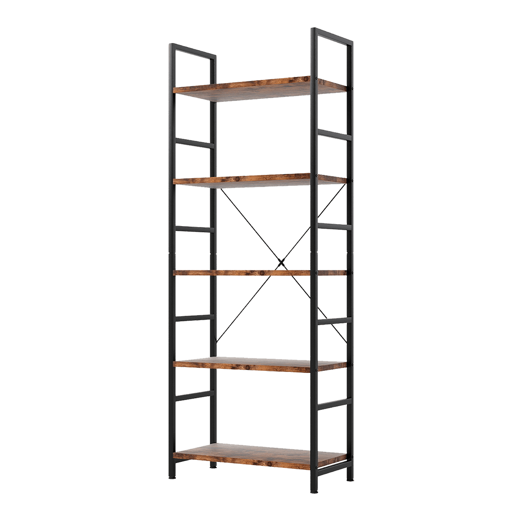 Compact 5-Tier Industrial Bookshelf Bookcase 157.5cm  Sleek Modern