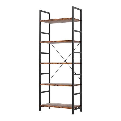 Compact 5-Tier Industrial Bookshelf Bookcase 157.5cm  Sleek Modern