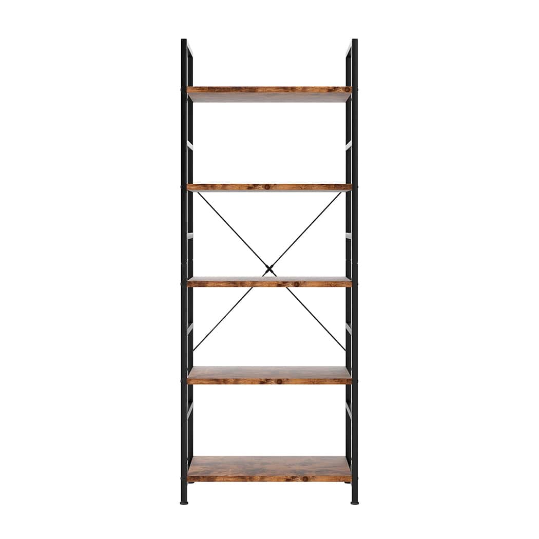 Compact 5-Tier Industrial Bookshelf Bookcase 157.5cm  Sleek Modern