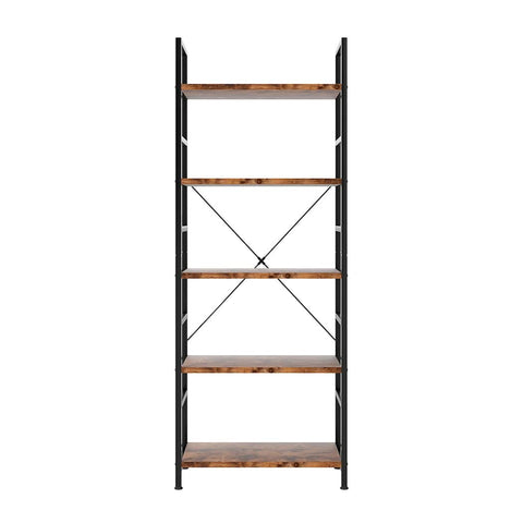 Compact 5-Tier Industrial Bookshelf Bookcase 157.5cm  Sleek Modern
