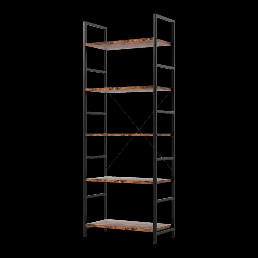 Compact 5-Tier Industrial Bookshelf Bookcase 157.5cm  Sleek Modern