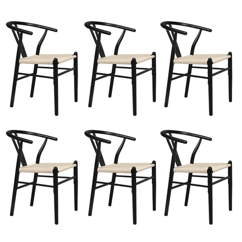 Compact 6x Dining Chairs Wooden Hans Black  Easy Assembly Classic