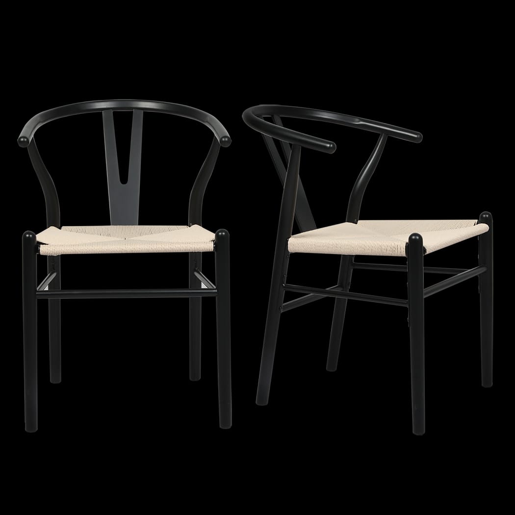 Compact 6x Dining Chairs Wooden Hans Black  Easy Assembly Classic - id20