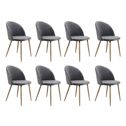 Compact 8x Dining Chairs Seat French Grey  Easy Assembly Classic