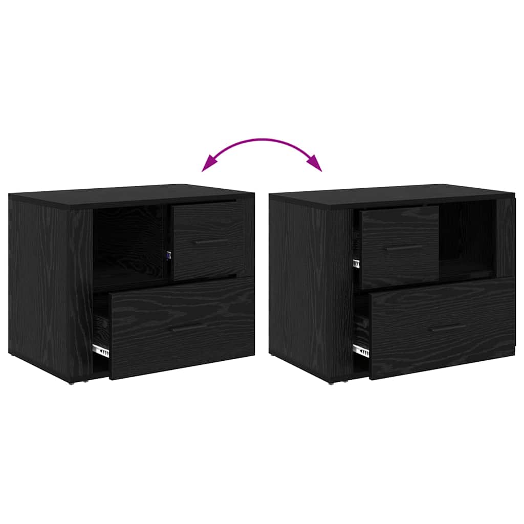 Compact Bedside Cabinet Black oak Engineered wood - Home Dacor