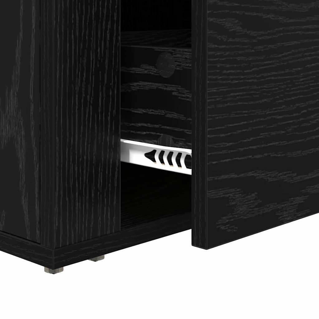 Compact Bedside Cabinet Black oak Engineered wood - Home Dacor