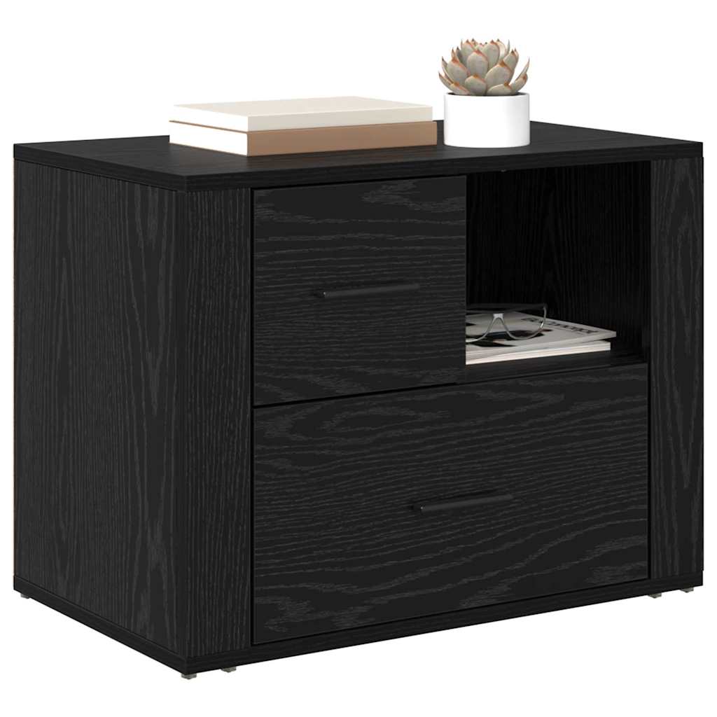 Compact Bedside Cabinet Black oak Engineered wood - Home Dacor