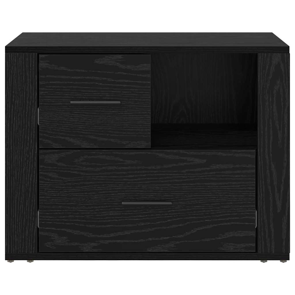 Compact Bedside Cabinet Black oak Engineered wood - Home Dacor