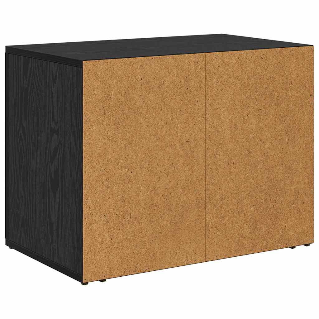 Compact Bedside Cabinet Black oak Engineered wood - Home Dacor